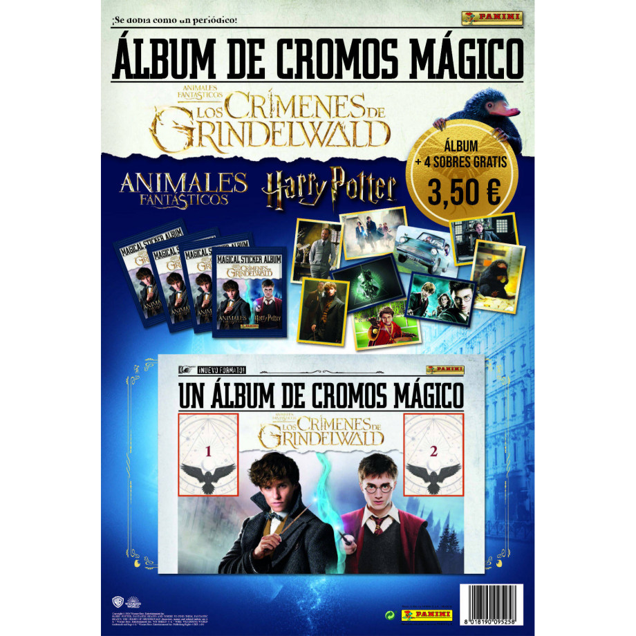 Panini Álbum Animales Fantásticos + 4 sobres Panini Álbum Animales Fantásticos + 4 sobres