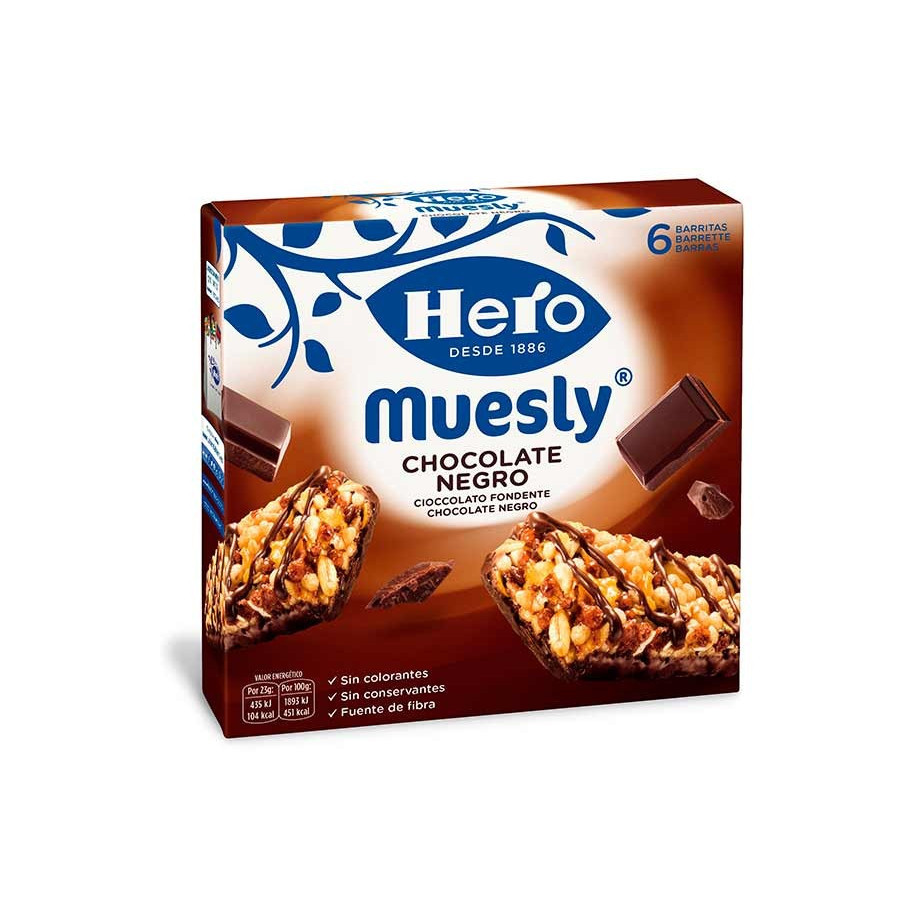 Hero Muesly Chocolate Negro 12 barritas, comprar online